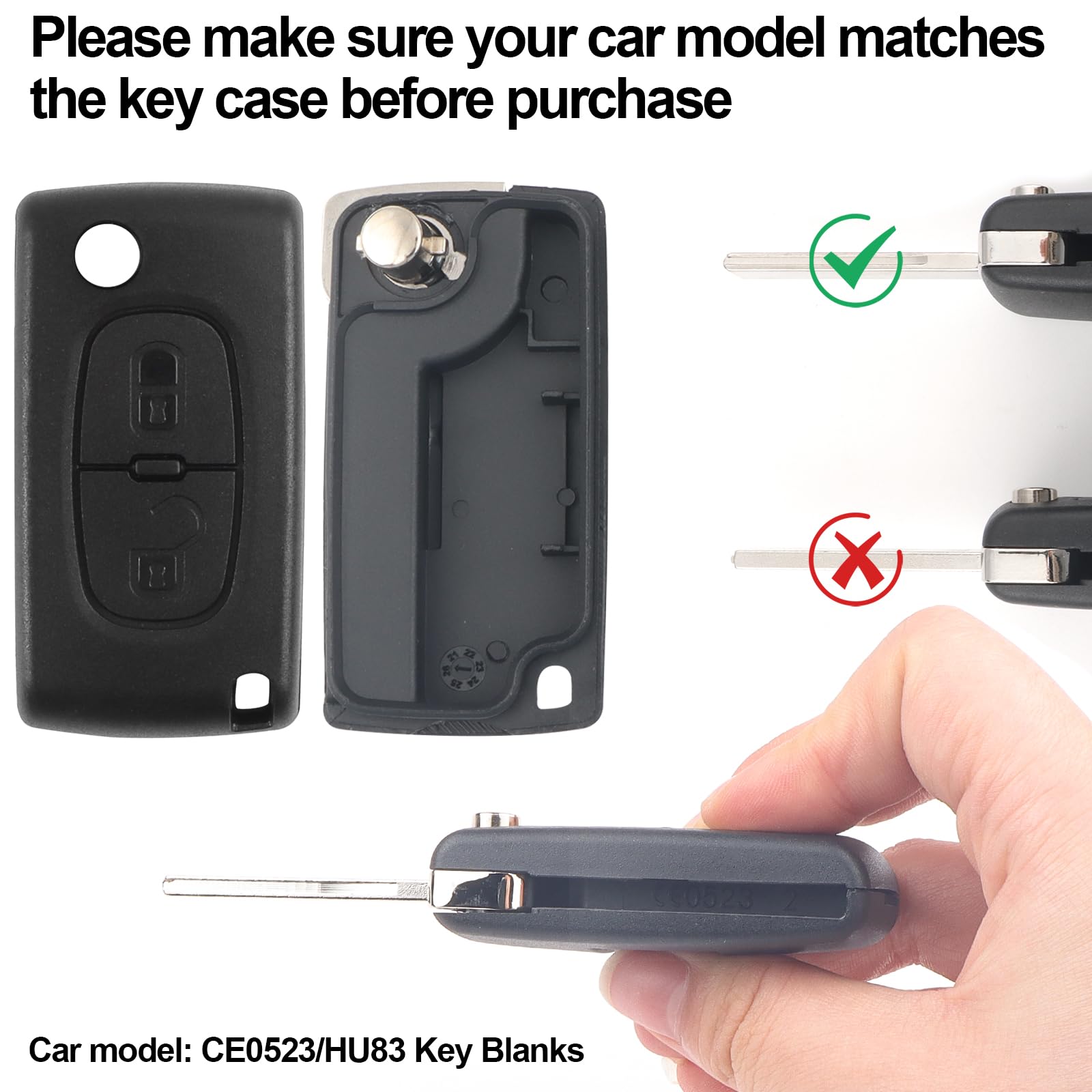 Guscio Chiave Auto, Cover Telecomando, Sostituzione Per Peugeot 207 308 308 3008 508 2 Pulsanti Hu83 Lama Ce0523~p134509443 - Foto 7