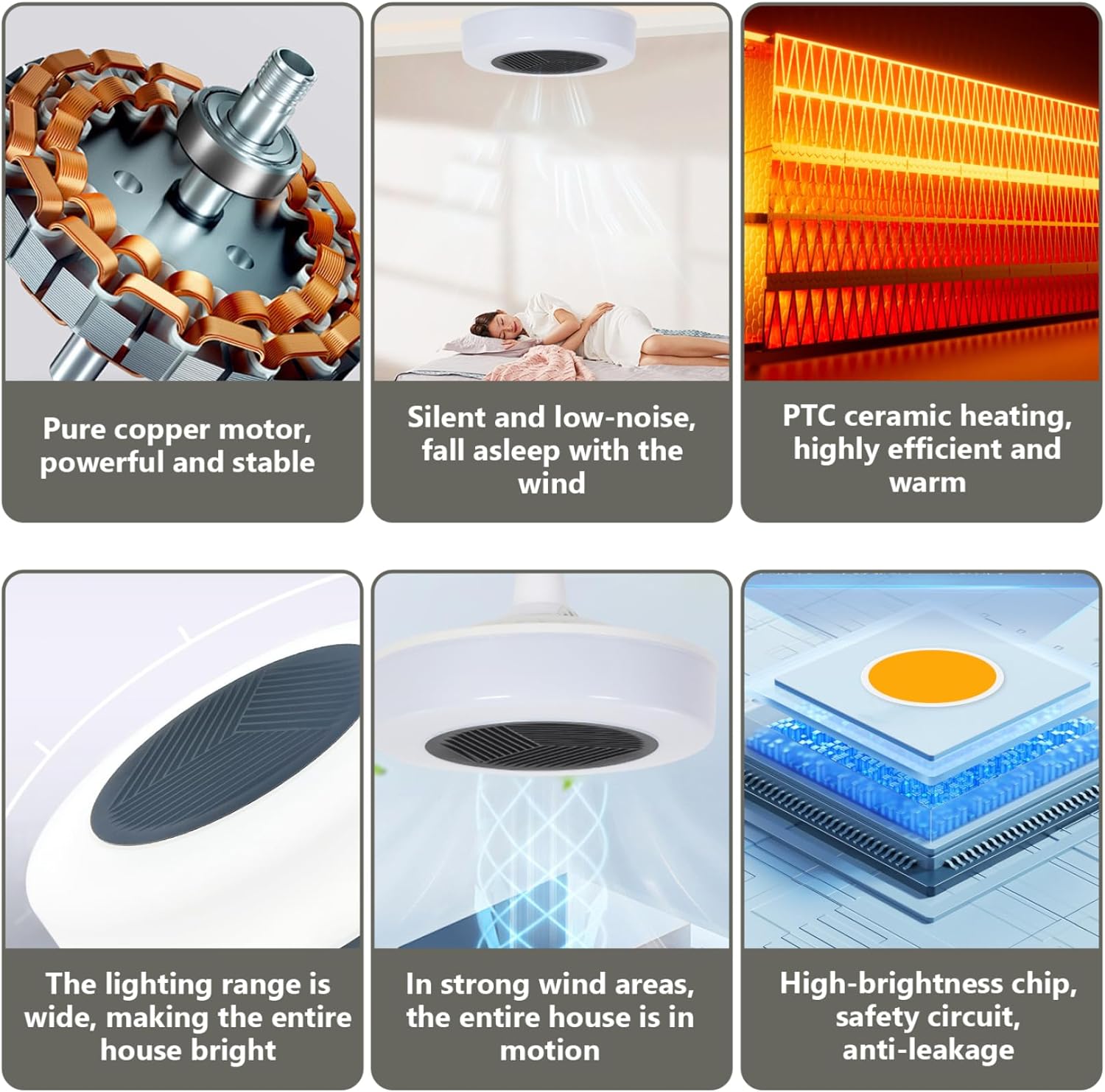 Bathroom Heater Fan Light Combo Ceiling LED Light with Built in Heating Fan and Remote Control Bathroom Ceiling Ventilation Heater for Home