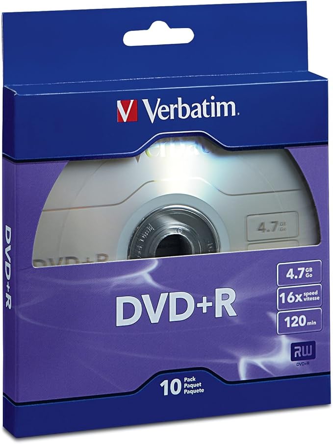 Verbatim DVD+R Blank Discs 4.7GB 16X Recordable Disc 10