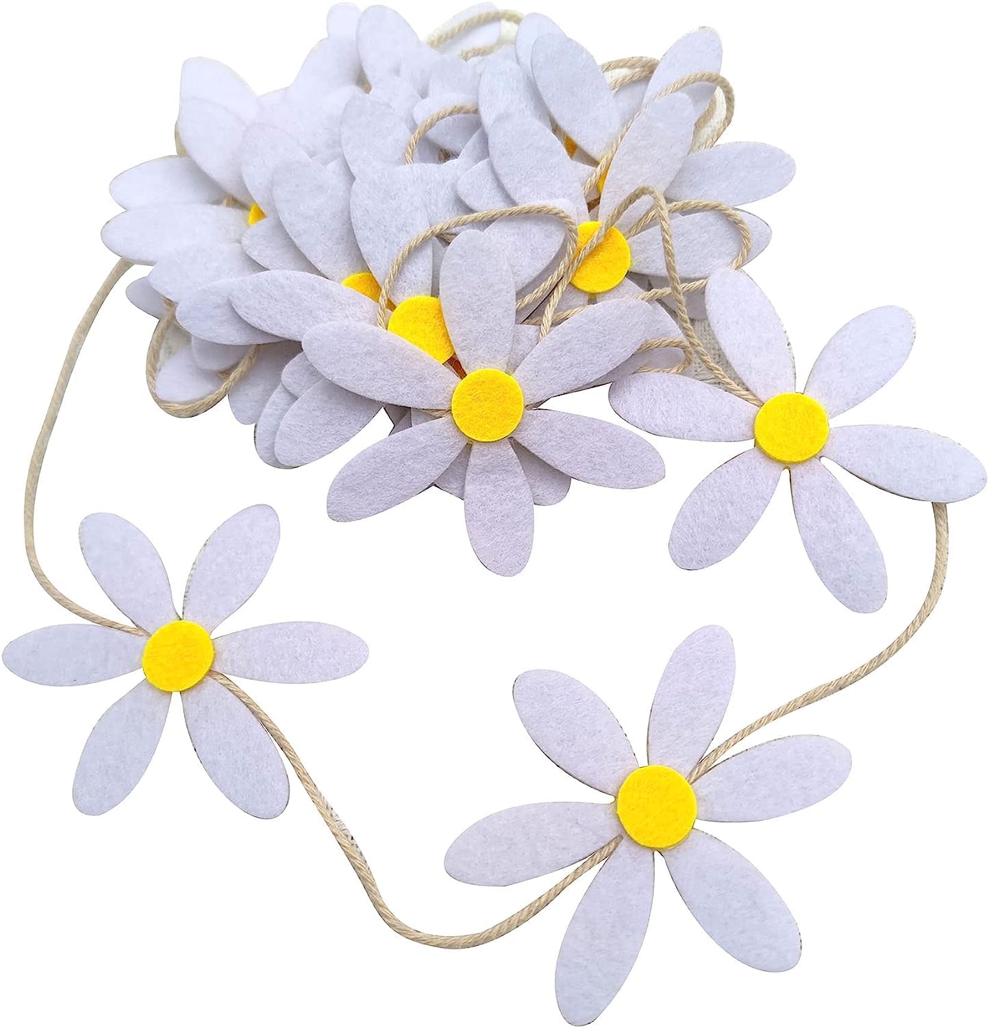 IncrizmaDaisy Garland Party Flower Banner Artificial Felt Daisy Party Favor for Spring Decor Wedding Birthday Party Bridal Window Decorations (White)
