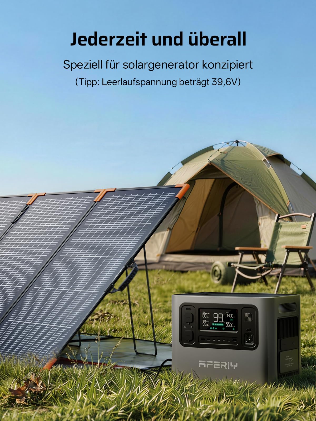 AFERIY Faltbares Solarpanel 400W Solarmodul ETFE für Tragbare Powerstation und Outdoor Solargenerator Hoch Leistung Akku für Camping Garten Laptop