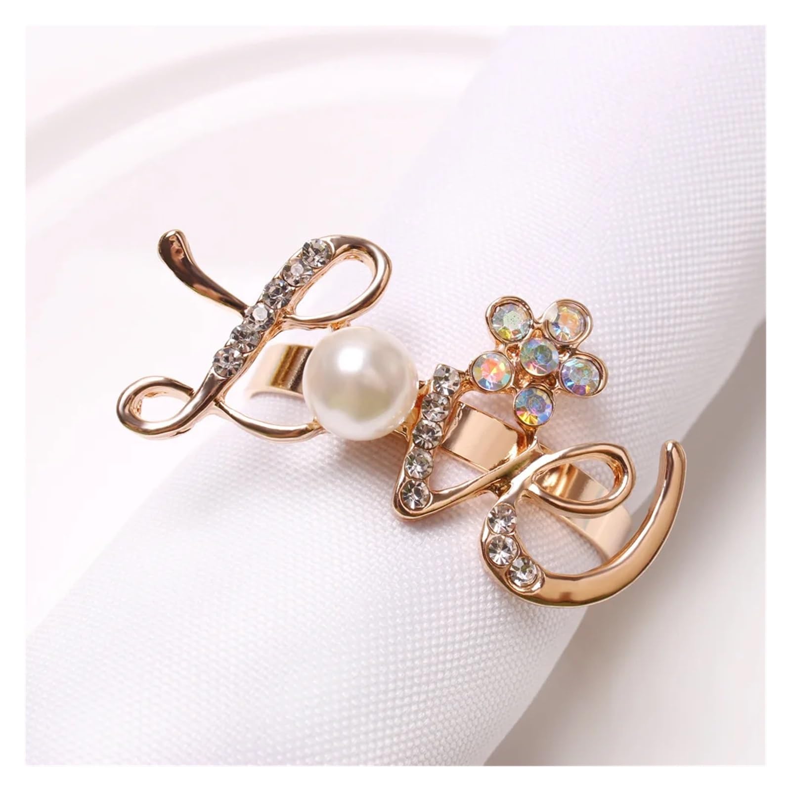 napkin rings 6PCS Valentine's Day Napkin Buckle,LOVE Letters Wedding Decoration Rings, for Family Dinner Birthday Party Table Decor(Light yellow)