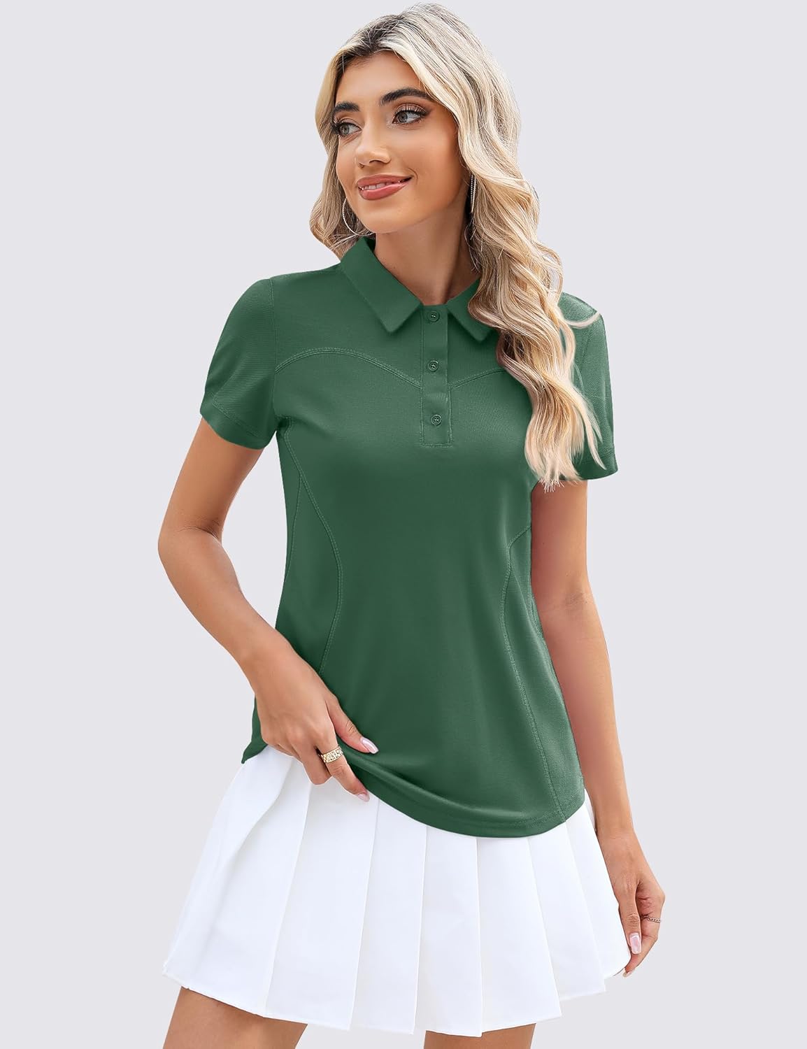TFSDOD Womens Golf Polo Shirts Collared Short Sleeve T Shirt Lightweight Moisture Wicking Polo Casual 3 Buttons Outfits - Image 5