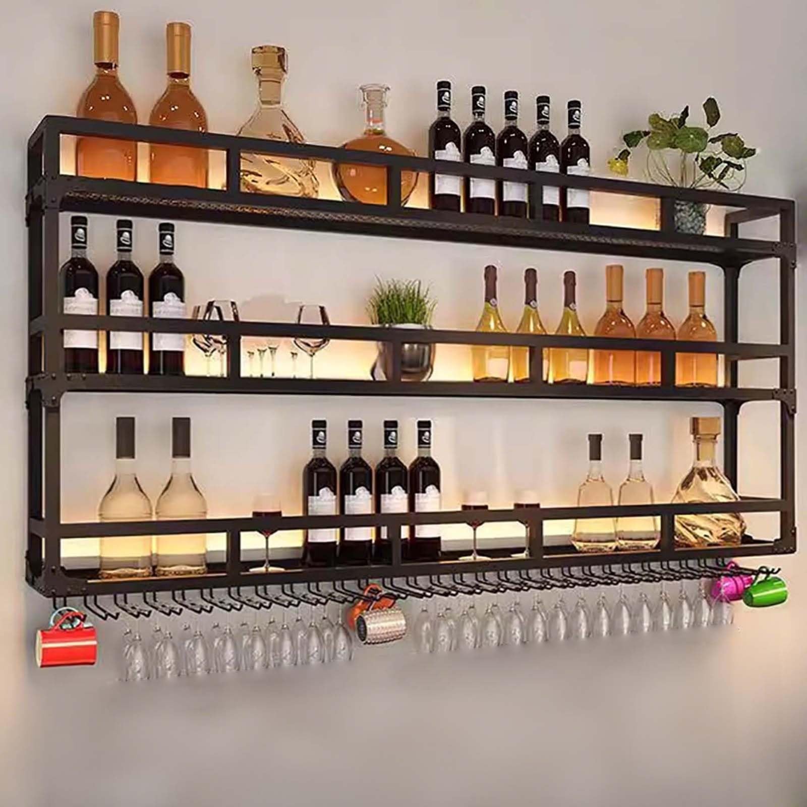 Étagère à vin murale avec porte-verres de 100 cm pour une ambiance bistrot à la maison