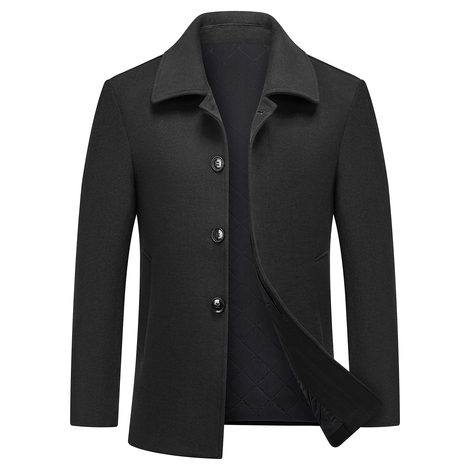 MODFUL Herren Kurzer Wollmantel Warm Wolle Lässiger Mantel Peacoat Slim Fit für Business