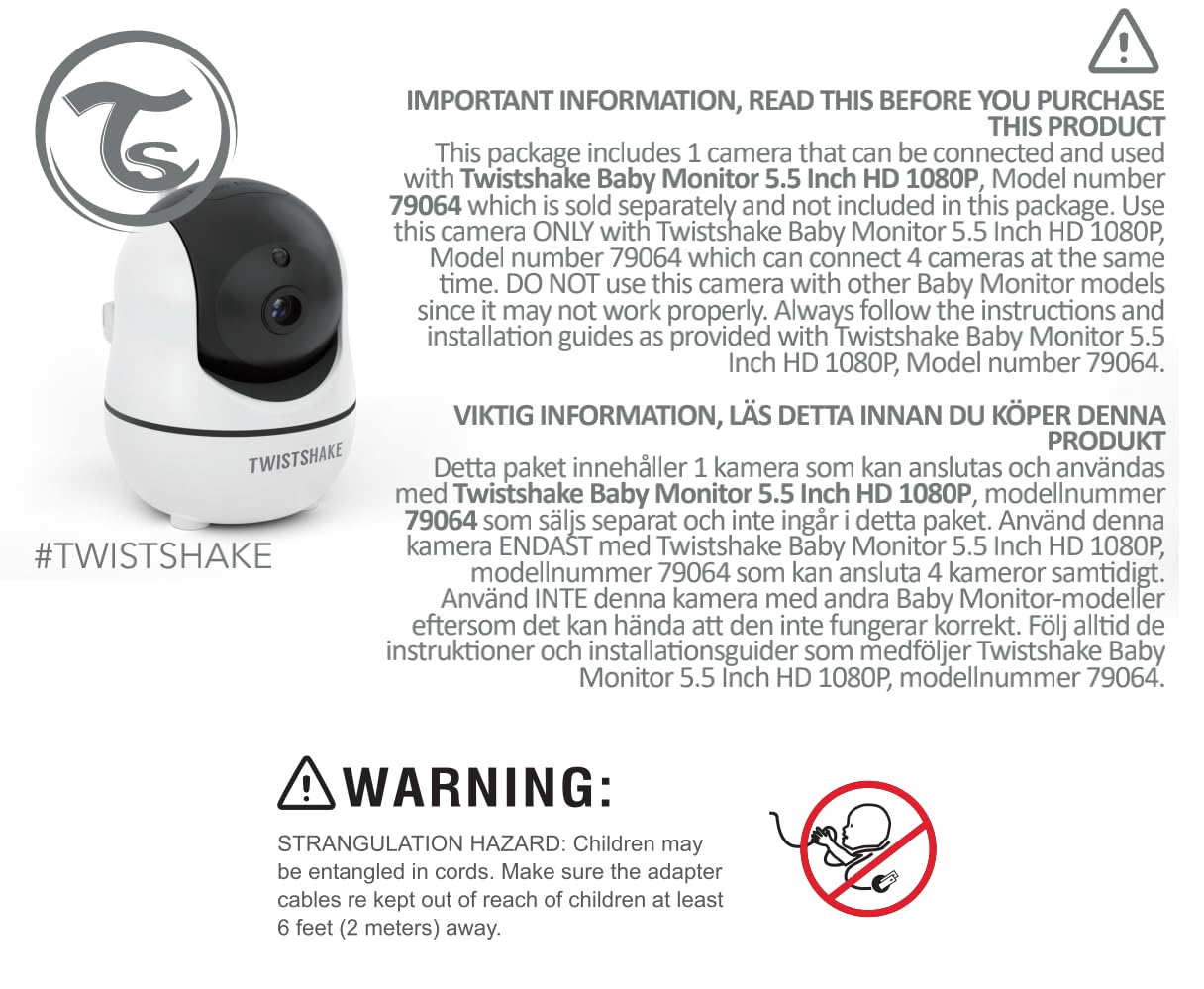 Twistshake Caméra pour Babyphone | Ne Peut être Utilisé Qu'avec Le Babyphone Les Caméras de Surveillance Intérieures Peuvent être Utilisées pour Les Babyphones