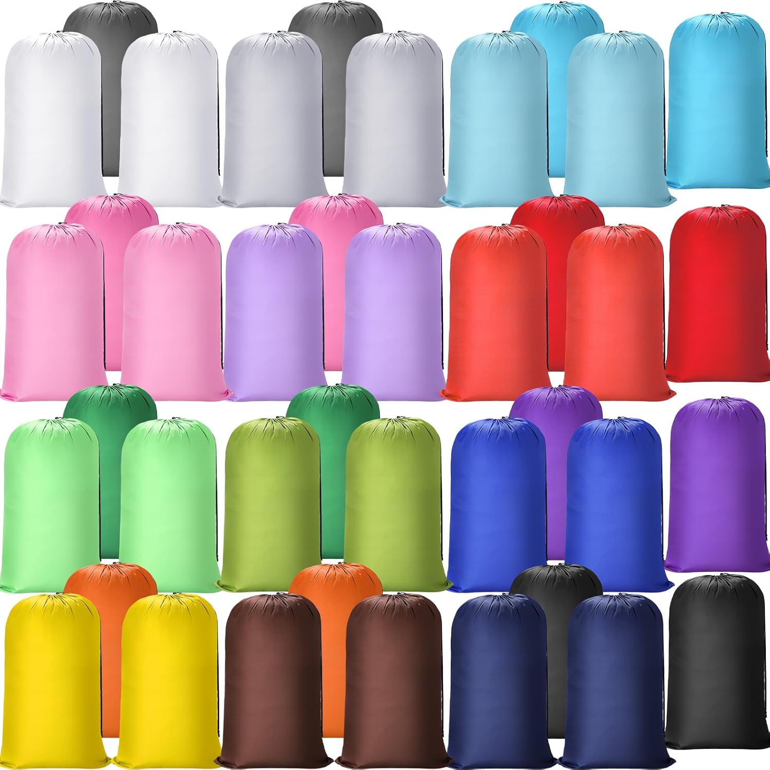Sanwuta 40 Pcs Large Laundry Bags with Drawstring 38" x 24" Bulk Travel Laundry Bags Lock Closure Reusable Washable for Dirty Clothes College Dorm Apartment Camp(Mulitcolor)