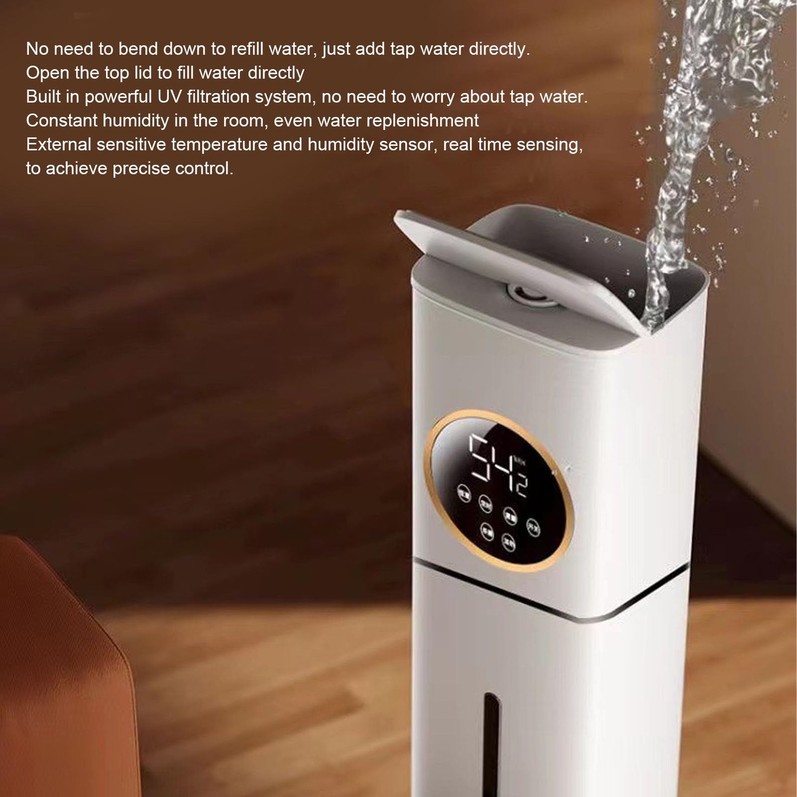 Umidificatore per Ambienti Grandi con Serbatoio Dell'acqua da 8 Litri, Riempimento Dall'alto Umidificatori a Nebbia Fredda per Tutta la Casa per Camera da Letto, Oli Essenziali