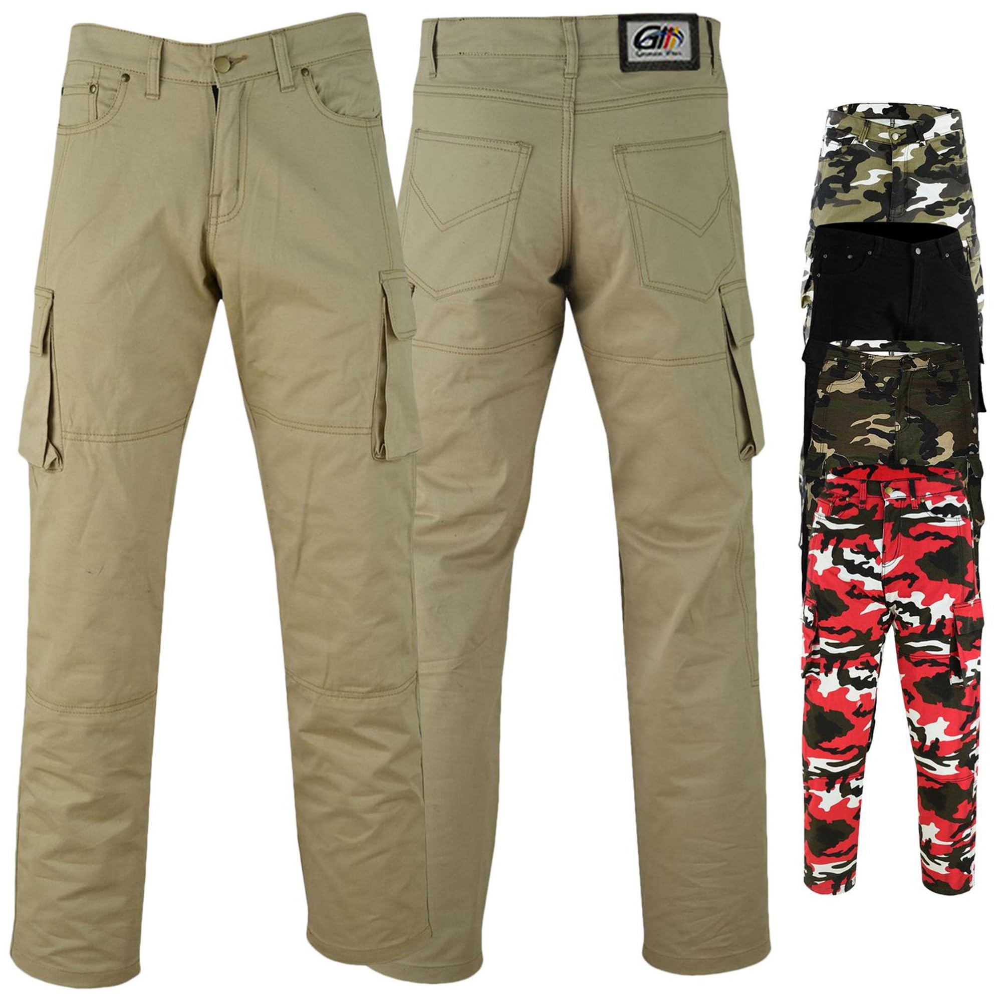 German Wear Motorradhose Herren Motorradjeans mit 2xCE-Protektoren - Bikerjeans Futter aus Aramid-Stoff verstärkt - Cargohose rutsch- & brandfeste Jeanshose mit 6 Taschen