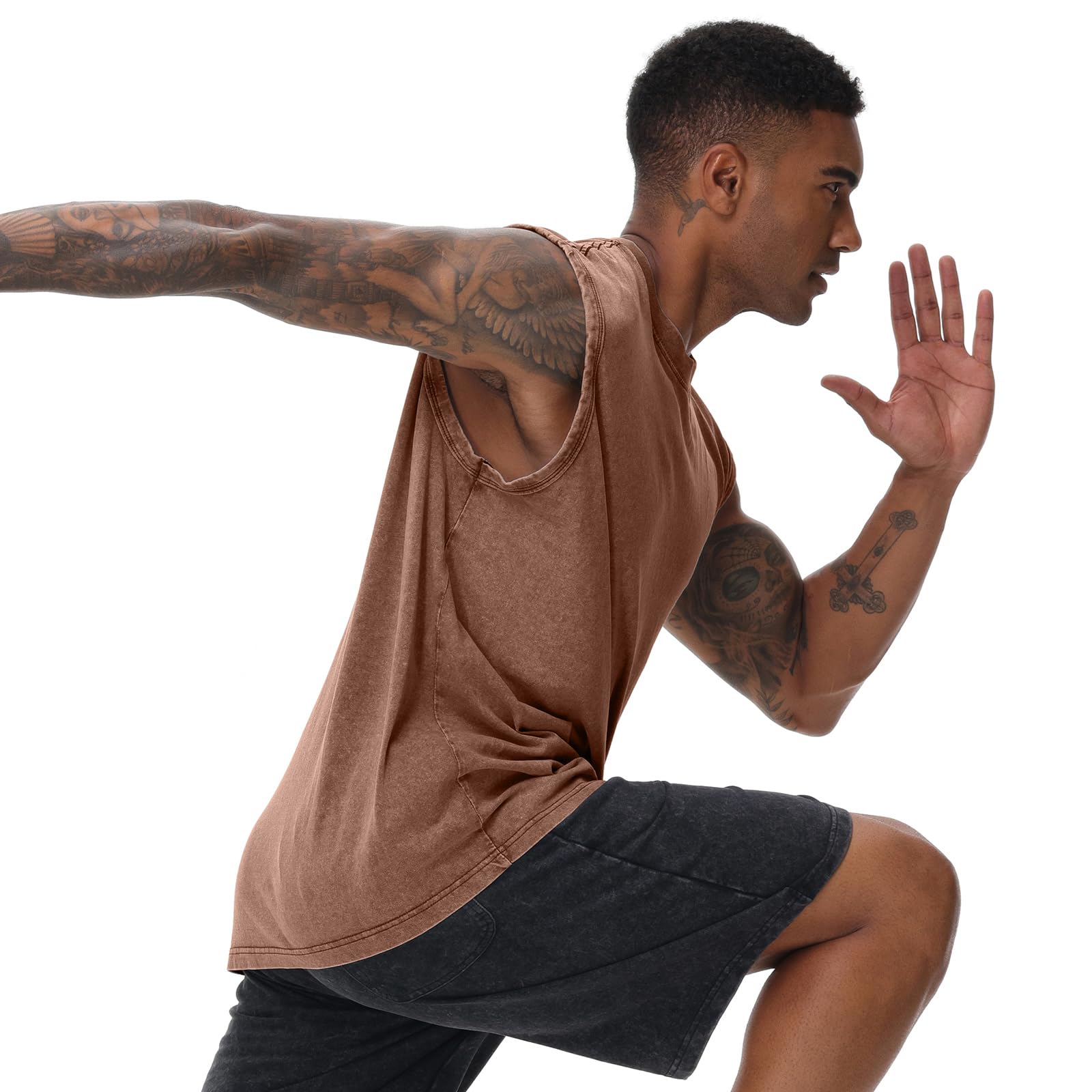 Maglietta estiva da uomo a maniche corte, senza maniche, per fitness, allenamento, palestra, cotone