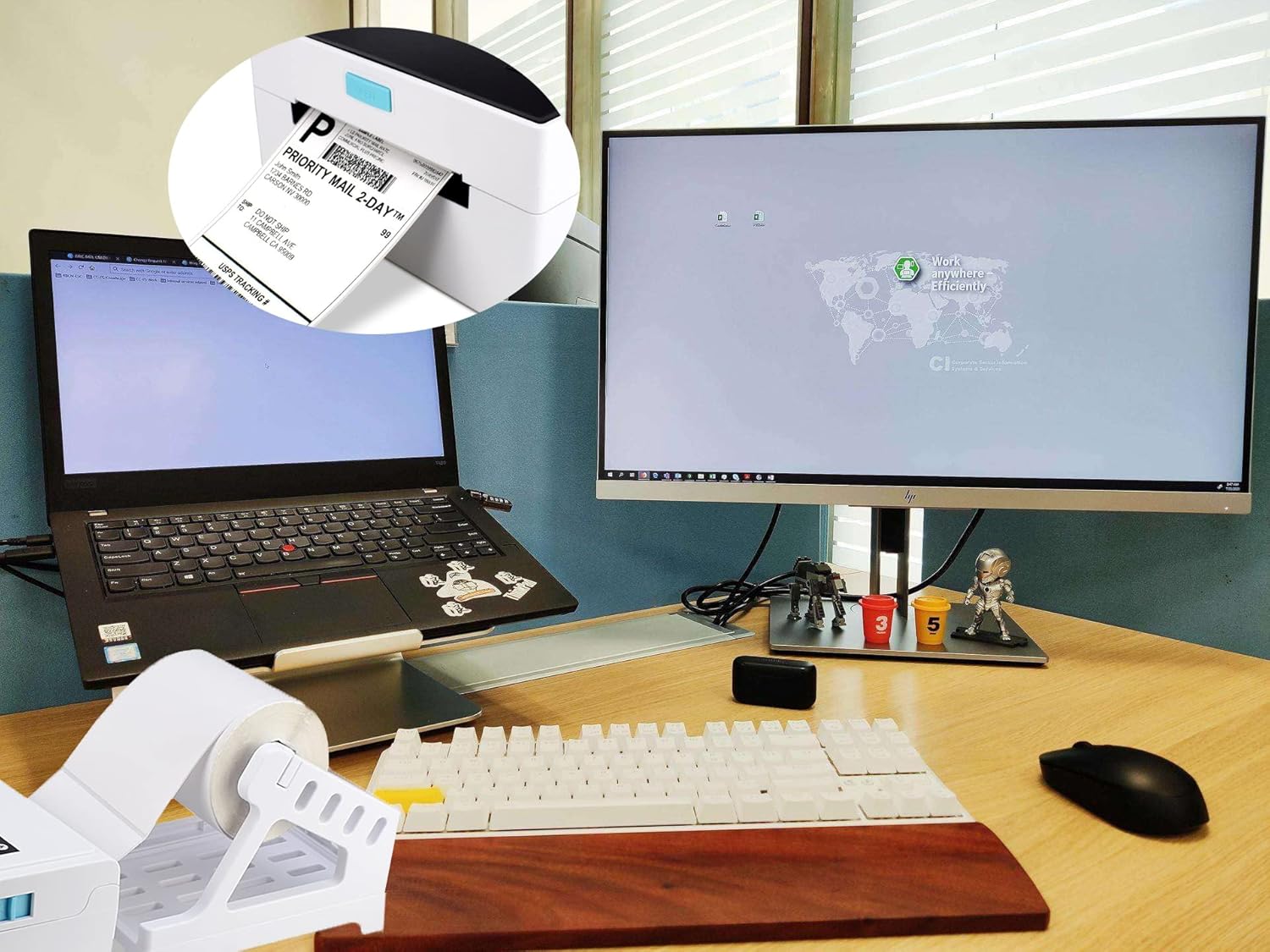 Millaass Label Holder, Thermal Label Holder for Rolls and Fan-Fold Labels, Shipping Label Roll Holder,Work with Desktop Label Printer for Office and Home (White) : Office Products