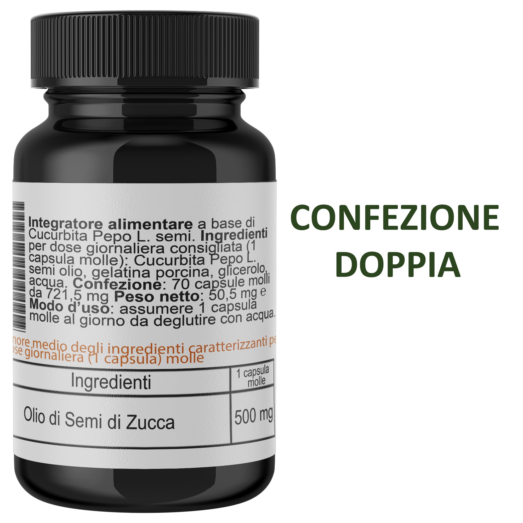 Semi Di Zucca 140 Perle | Softgels con Olio Spremuto a Freddo ricco in Acido Linoleico Oleico Omega 3-6-9 - Una Softgel al Giorno