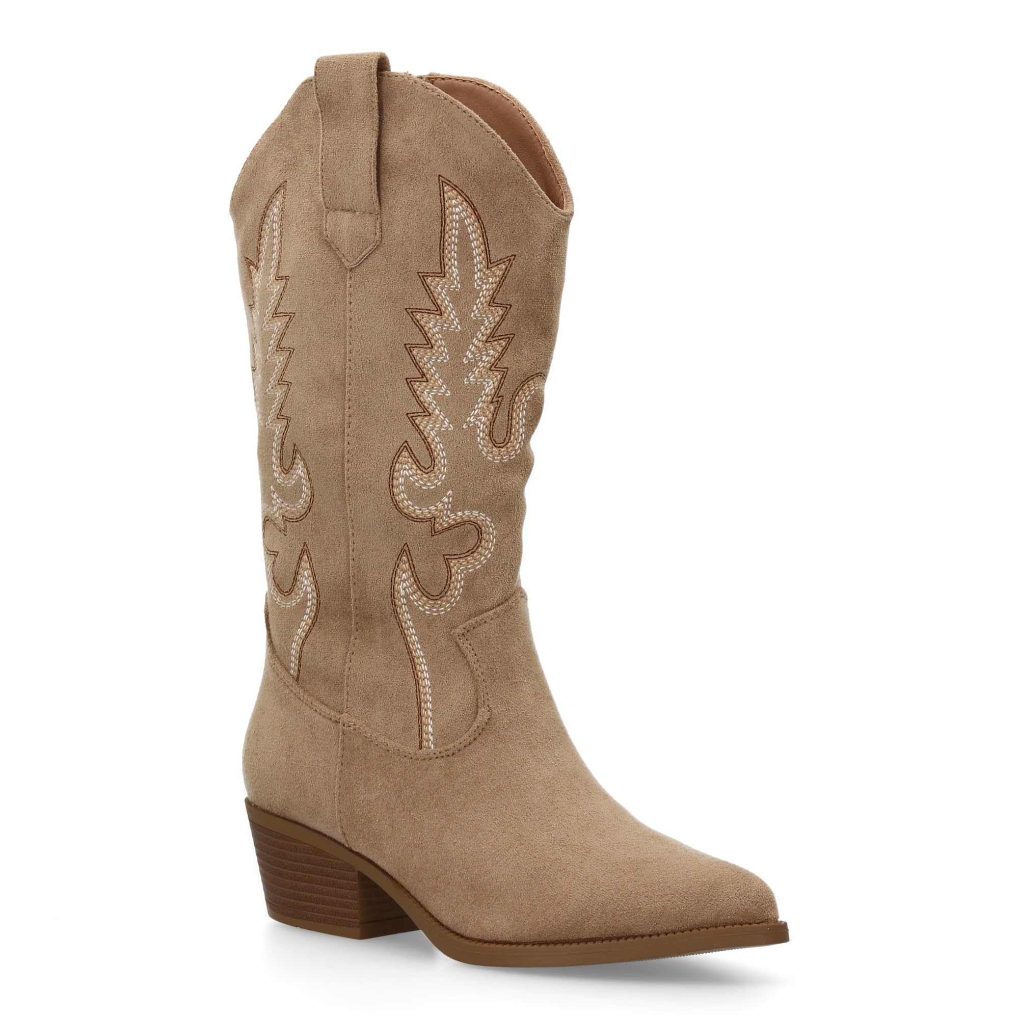 Botas de Mujer Estilo Cowboy, Tacon bajo, comodas y Elegantes. Diseno de Cana 32 cm Bordada Look Casual o de Fiesta, Ideales para Otono Invierno