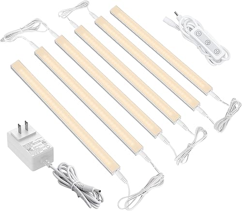 Miniatura 1 de ASOKO Iluminación LED regulable para debajo del armario para cocina, 6 barras de luz LED de 12 pulgadas, luz LED de armario blanca cálida 3000 K, 12