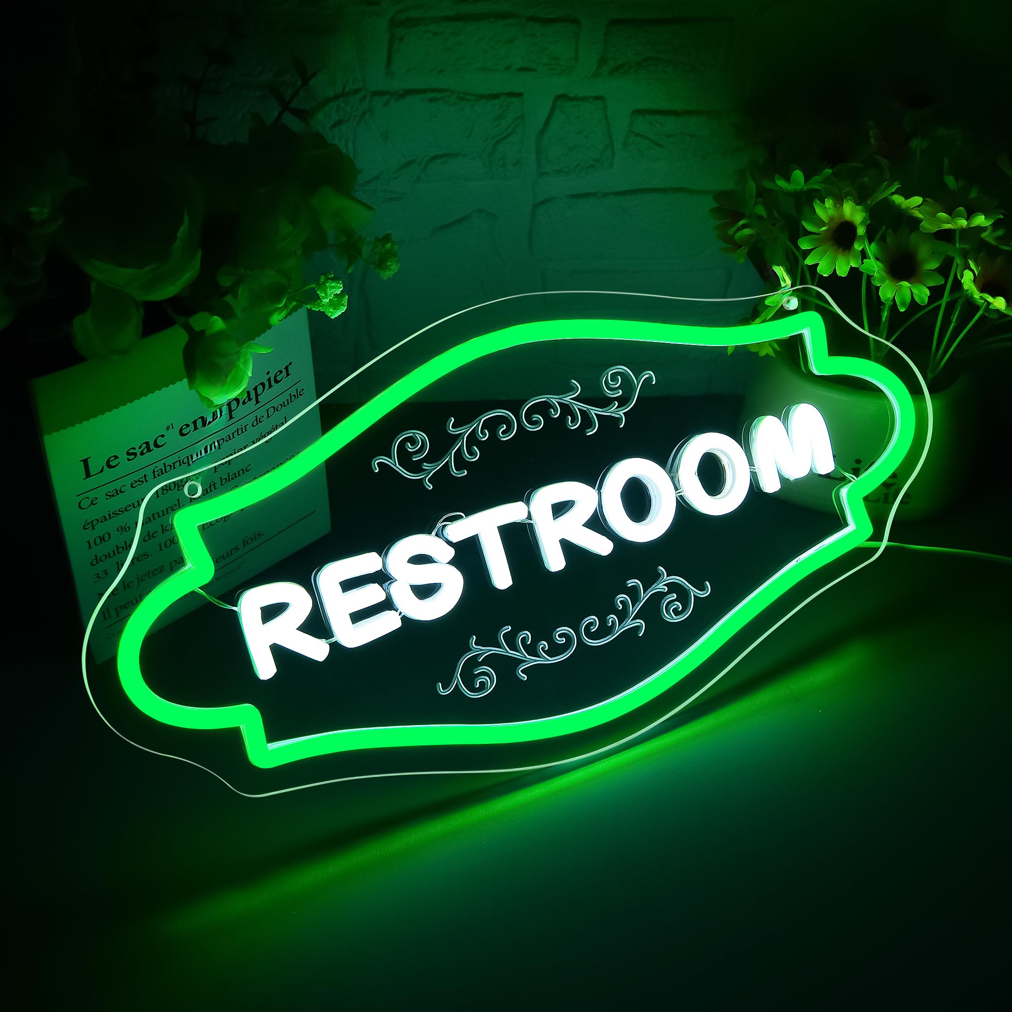 Insegna al neon per bagno, decorazione da parete, dimmerabile, luce al neon per bagno di casa, luce LED per spazi commerciali, regalo di compleanno per proprietari di bar, casa e ospitalità