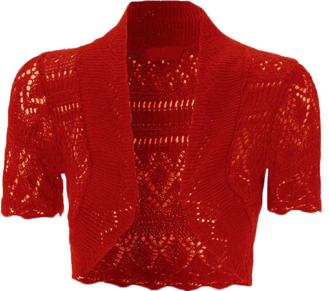 My Fashion Store Women's Rust Crochet Shrug For Knitted Bolero Shrugs Cap Sleeve Cardigan Tops -16-18