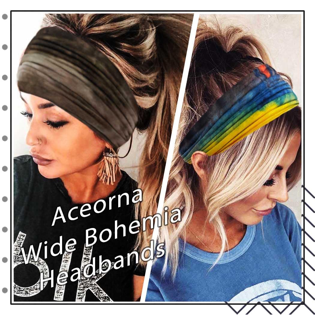 Fasce larghe elasticizzate annodate per capelli, elastiche, per yoga, allenamento, corsa, sport, tie dye, grandi fasce africane per la testa, per donne, 4 pezzi