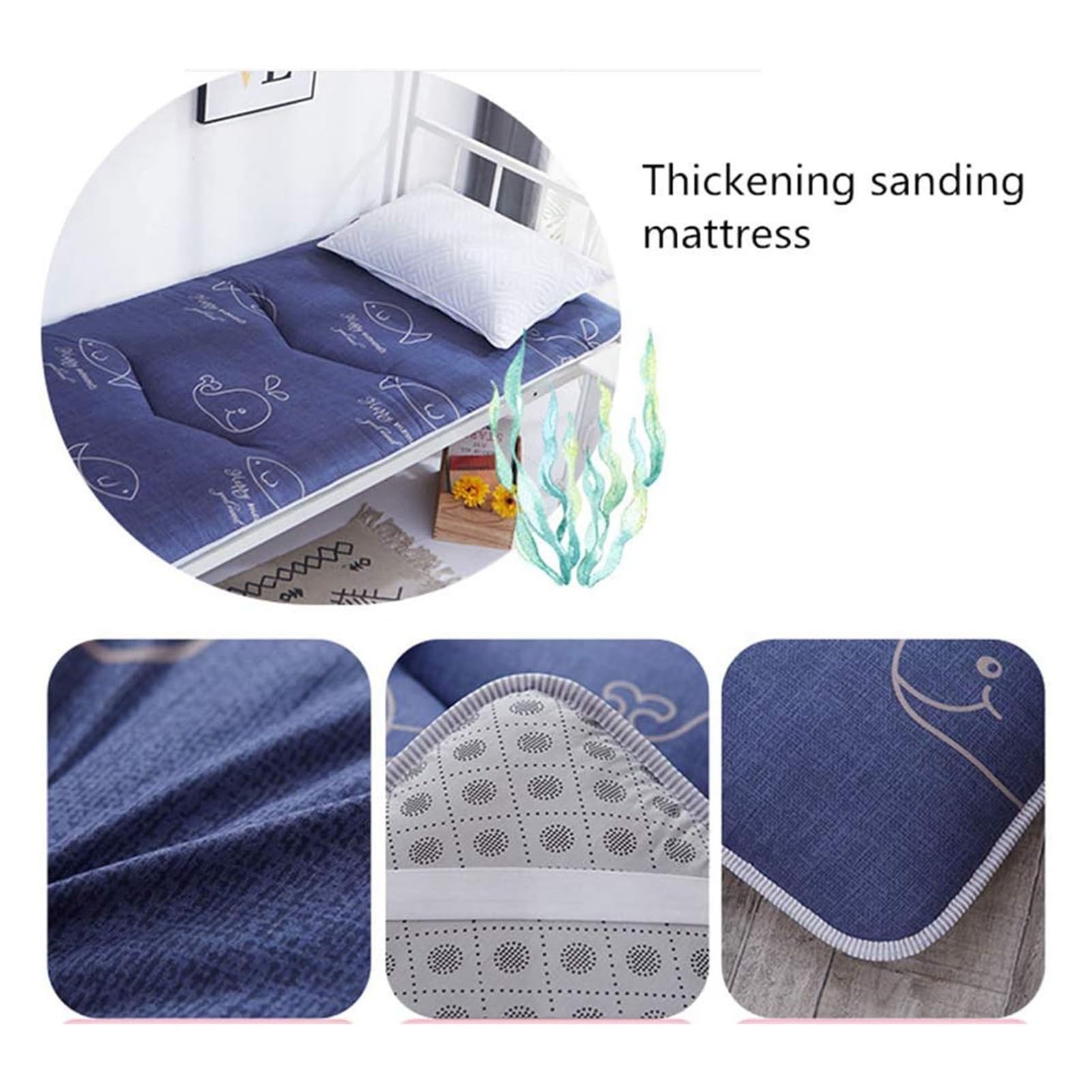Materac Futon japoński 4 cm gruby składany dywan tatami podłoga antypoślizgowa, przenośna poduszka do spania do akademika dla dorosłych dom kempingowy miękki, oddychający, trwały