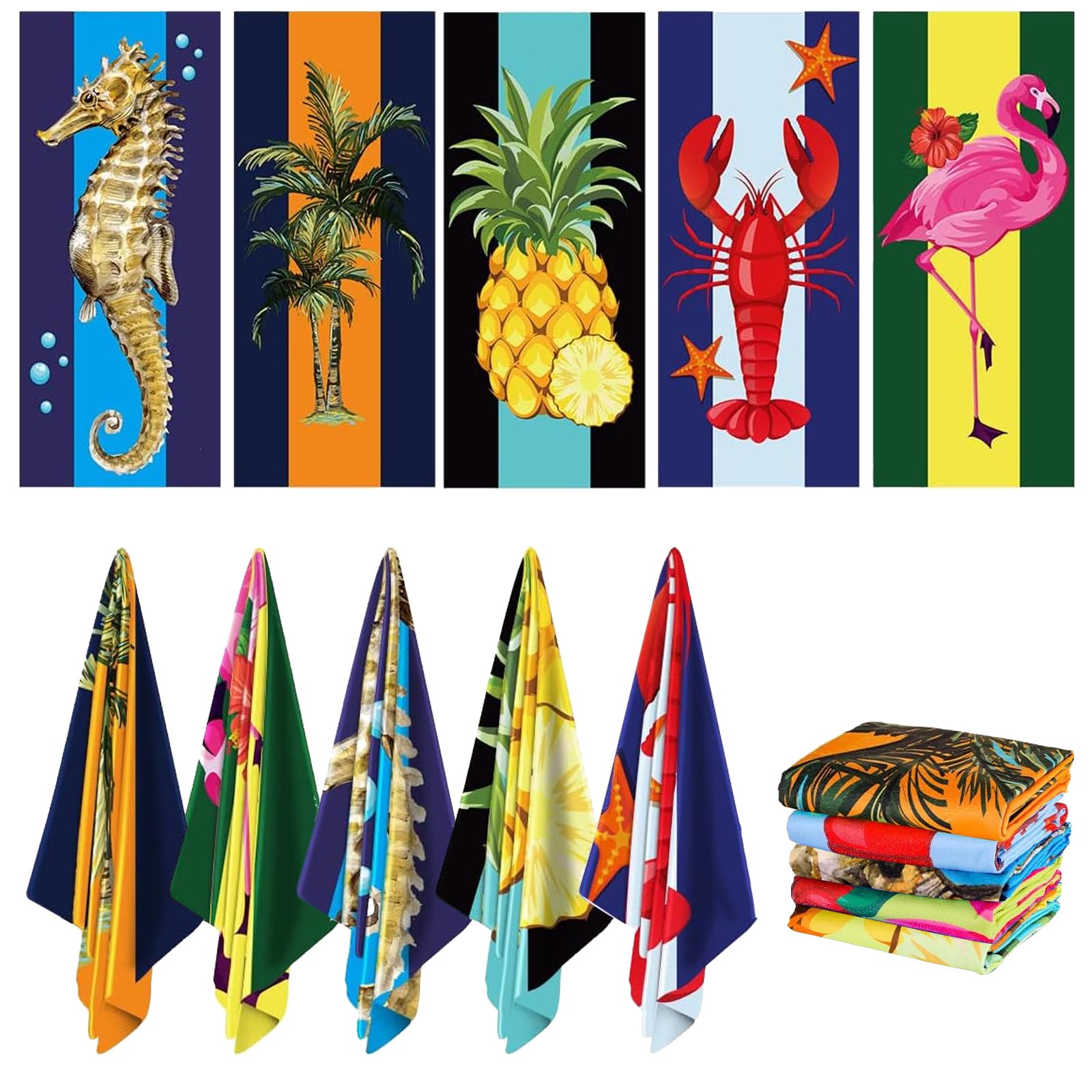 5 Pack Oversized Beach Towel, 92 x 193 cm Microfiber Lightweight Beach Towel Quick Dry Sand Free Pool Towels Bulk for Adult Women Men Travel Sport Swimming Vacation Essential Gift (Stylish Color)