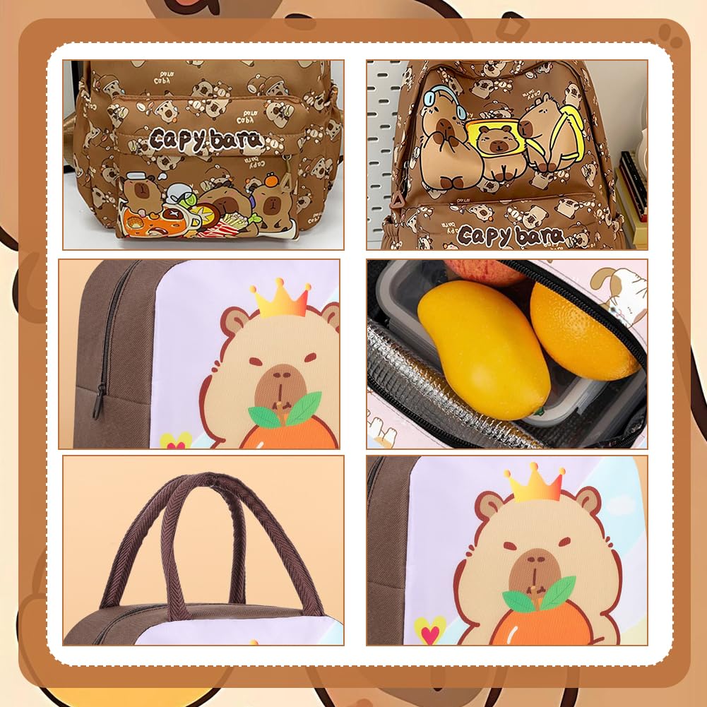 Mochila Escolar Capybara, Capybara Bolsa de Almuerzo Niño, Escolar de Dibujos Animados en 3D Escolares Anime Mochila,Schoolbag escolar de dibujos animados para niños