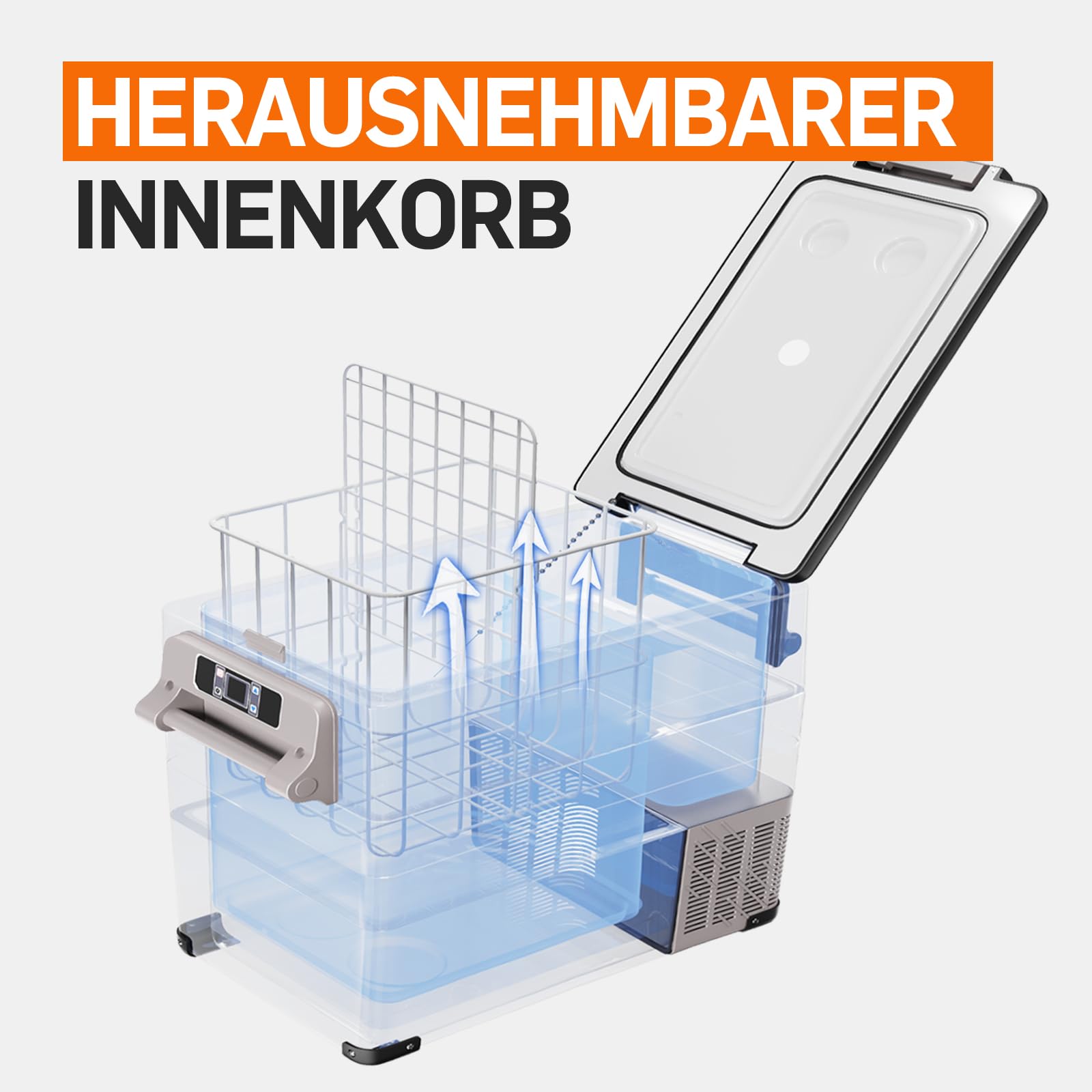EUHOMY Kompressor Kühlbox 49.4L, Kühlbox Auto Kompressor mit 12/24V DC & 240V AC, tragbarer Kühlschrank Gefrierschrank Kühlschrank Kühler für Auto, RV, Camping, Reisen, Angeln, Outdoor oder Home Use