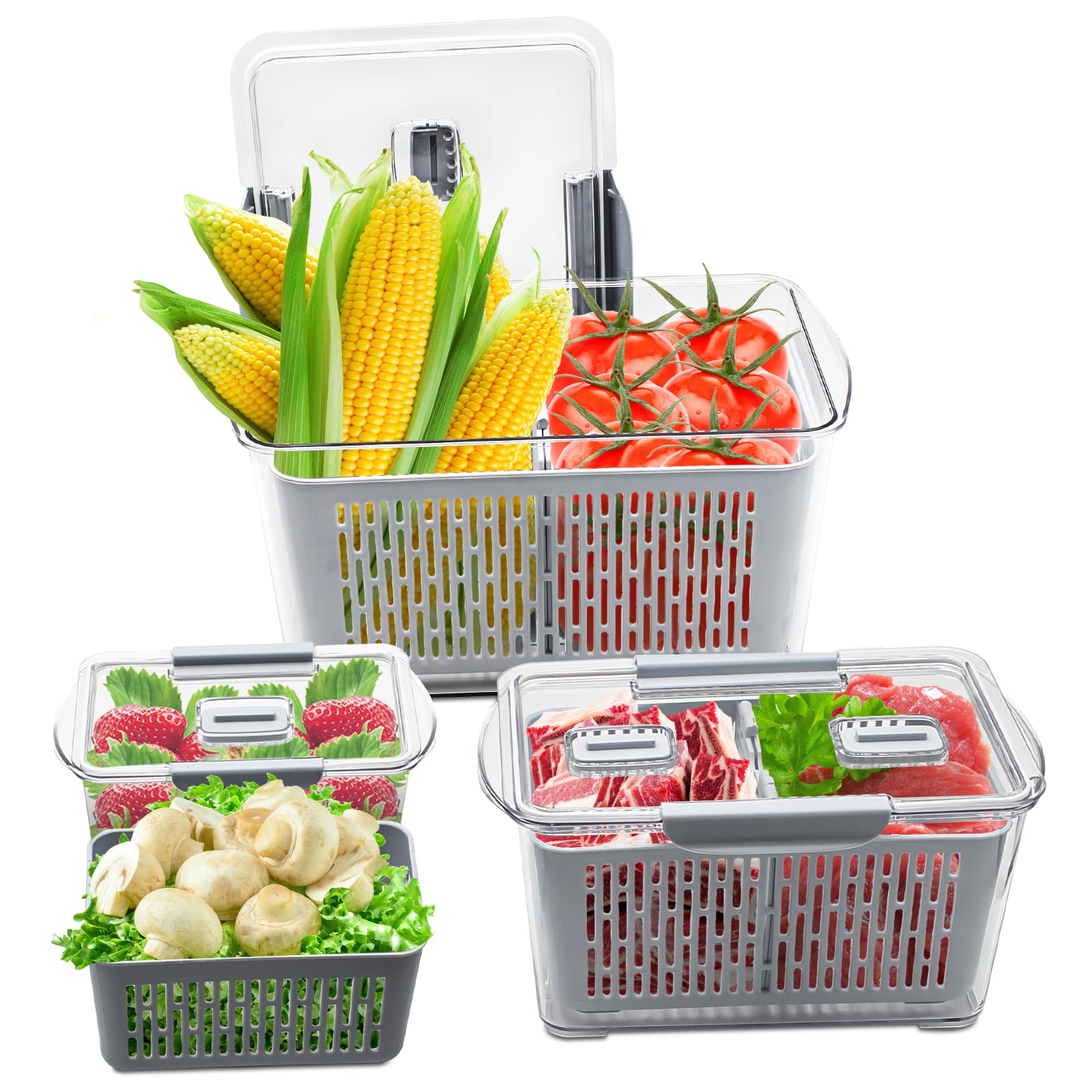 Buy Mostop 3 Piece Fridge Vegetable and Fruit Storage Containers with