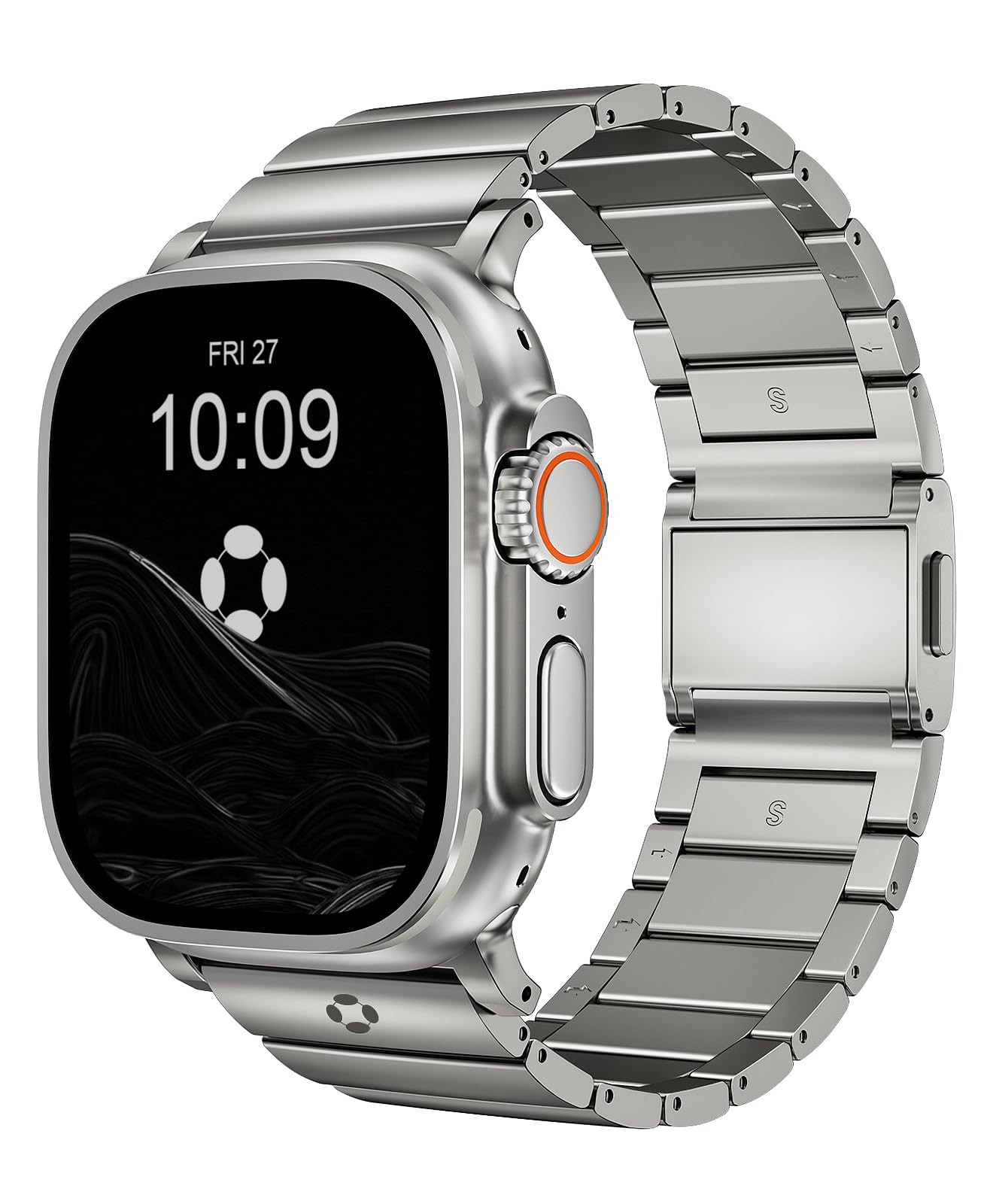 Cinturino in titanio CRNS02 compatibile con Apple Watch Ultra 3/2/1 49 mm, serie 11/10 46 mm - 24 mm di larghezza regolabile in titanio cinturino per Apple Watch - Cinturino in titanio