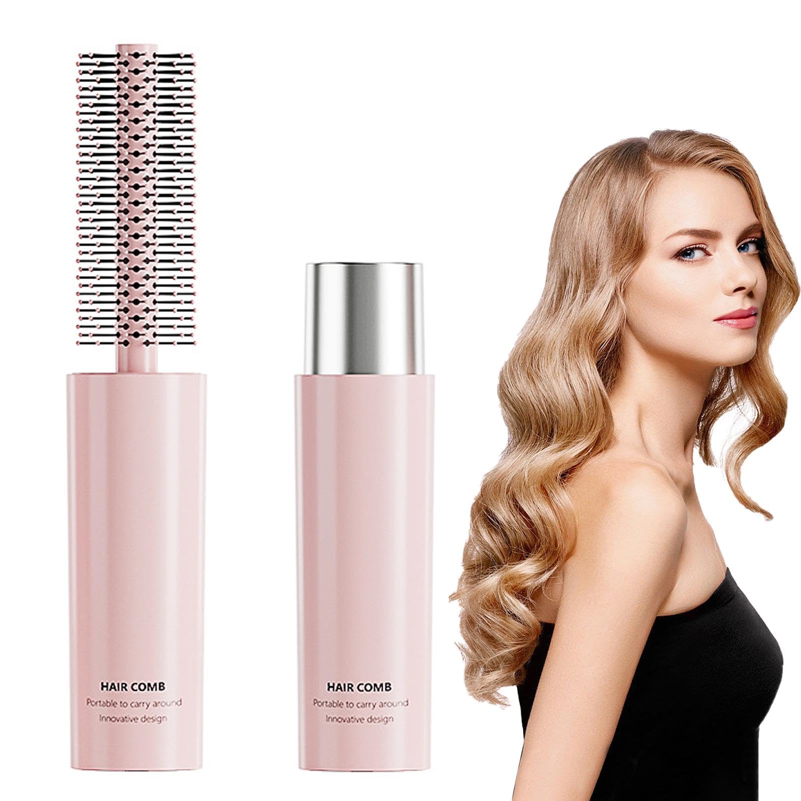Travel Round Hair Brush for Blow Drying, Mini Curly Hair Styling Brush for Thick & Thin Hair, Curling, Straightening, Wet & Dry - Travel Size for Women(COLOR:pink)