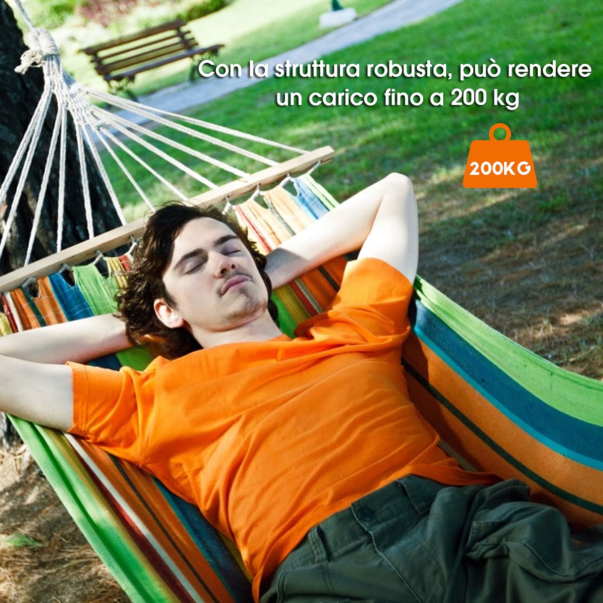 GYMAX Supporto per Amaca da Giardino, Portata di 200 kg, Telaio Metallico per Amaca a Dondolo, Doppio Tubo in Ferro, con Piedini Antiscivolo, Stabile e Durevole per Interno/Esterno