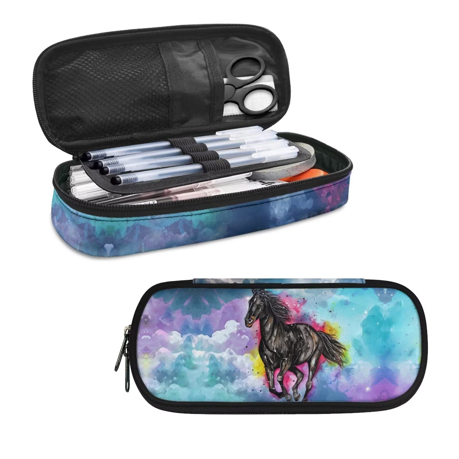 HELLHERO Horse Pencil Case for Adults Kids Pencil Pouch School Pen Bag Sturdy Pen Cases Holder Stationery Pouches Aesthetic School Office Supplies
