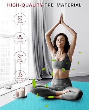 HAPBEAR Large Yoga Mat - 72x36x6mm (1/4 inch), Extra Wide Non-Slip Exercise Mat for Home Workout, Yoga, Pilates & Stretching, Durable, Includes Carry Bag