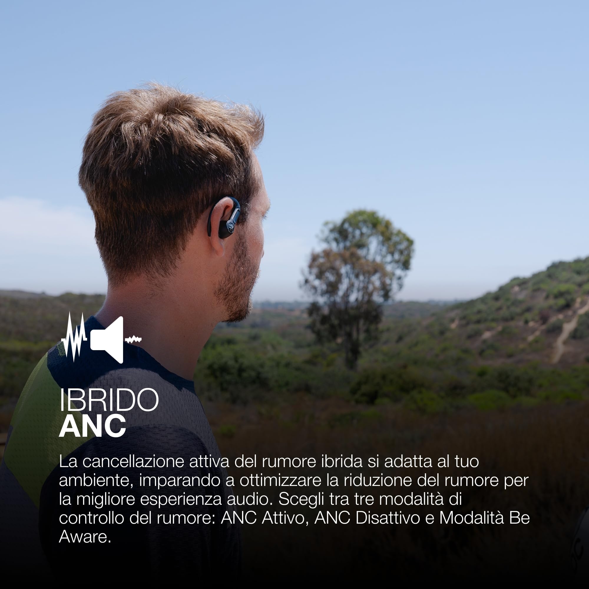 JLab Epic Air Sport Gen 3 ANC Cuffie Bluetooth - Cancellazione Rumore | Auricolari Bluetooth Sport, 68H+, In-Ear per Palestra e Corsa, IP66 Resistenti Sudore, Custodia di Ricarica USB-C