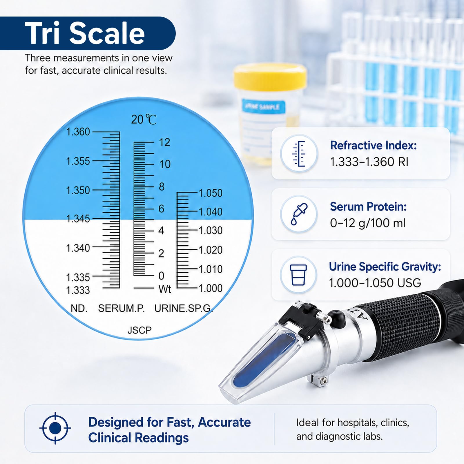Clinical Refractometer - 3-in-1 Protein & Gravity Testing -4