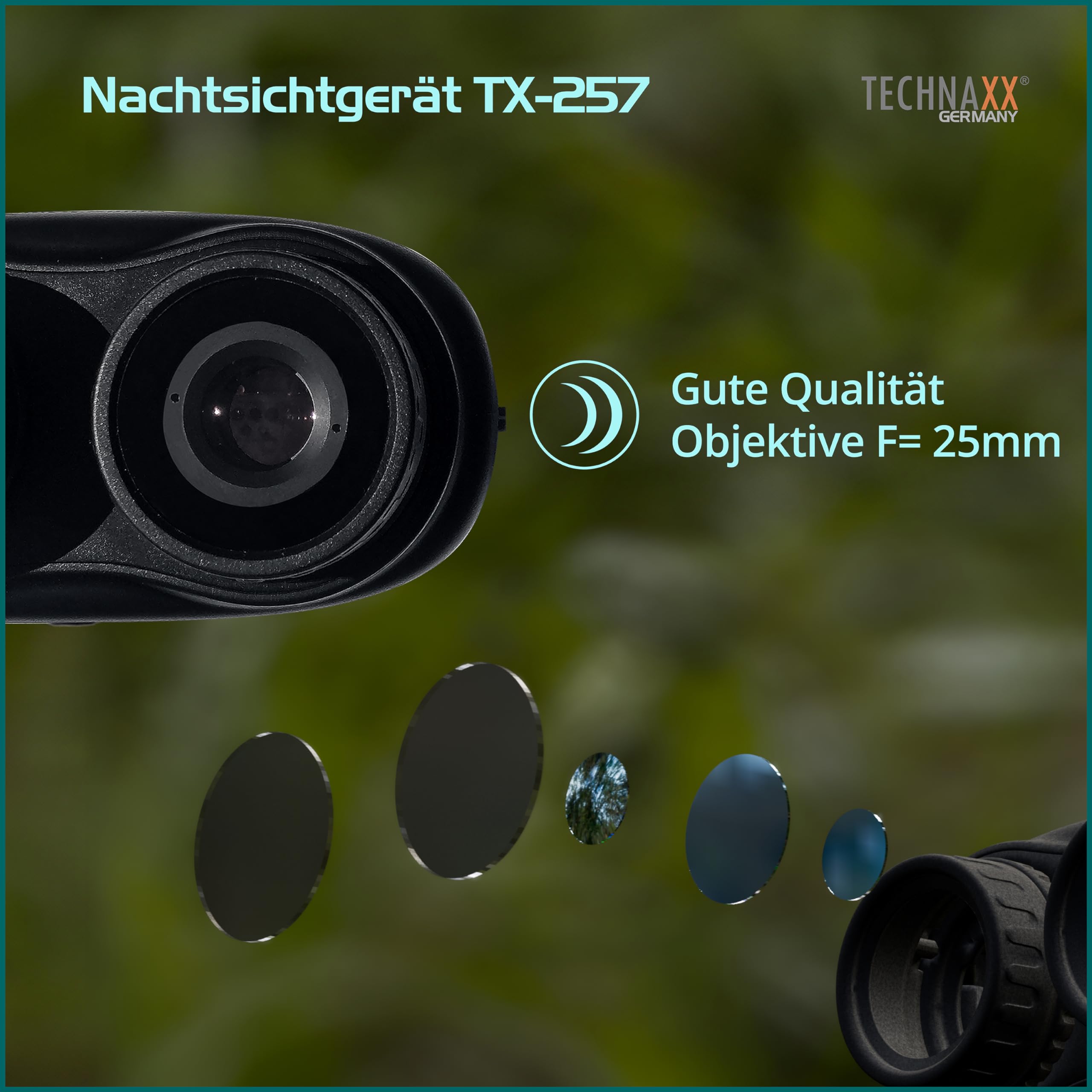 Technaxx Nachtsichtgerät Full HD 1080p 40MP 4X Optische Vergrößerung 8X Digitalzoom 850nm IR LED 150m 3 Zoll IPS Display 2500mAh Akku TX-257