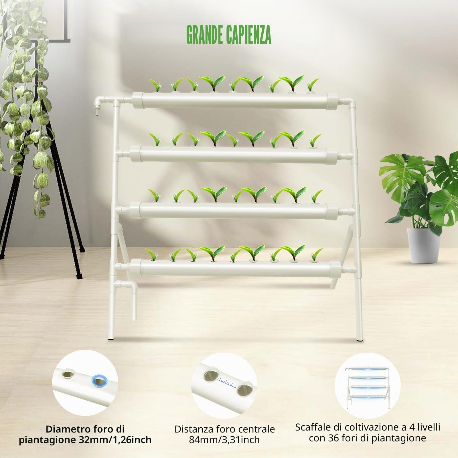 Hydroponic Grow Kit da giardino sistema idroponico con pompa dell'acqua per ortaggi e impianti idroponici, set per piante da giardino, strumento per la coltivazione idroponica, sistema di coltivazione