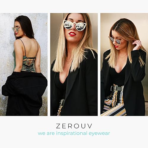 Miniatura 5 de Womens Fashion Round Metal Cut-Out Flash Mirror Lens Cat Eye Sunglasses