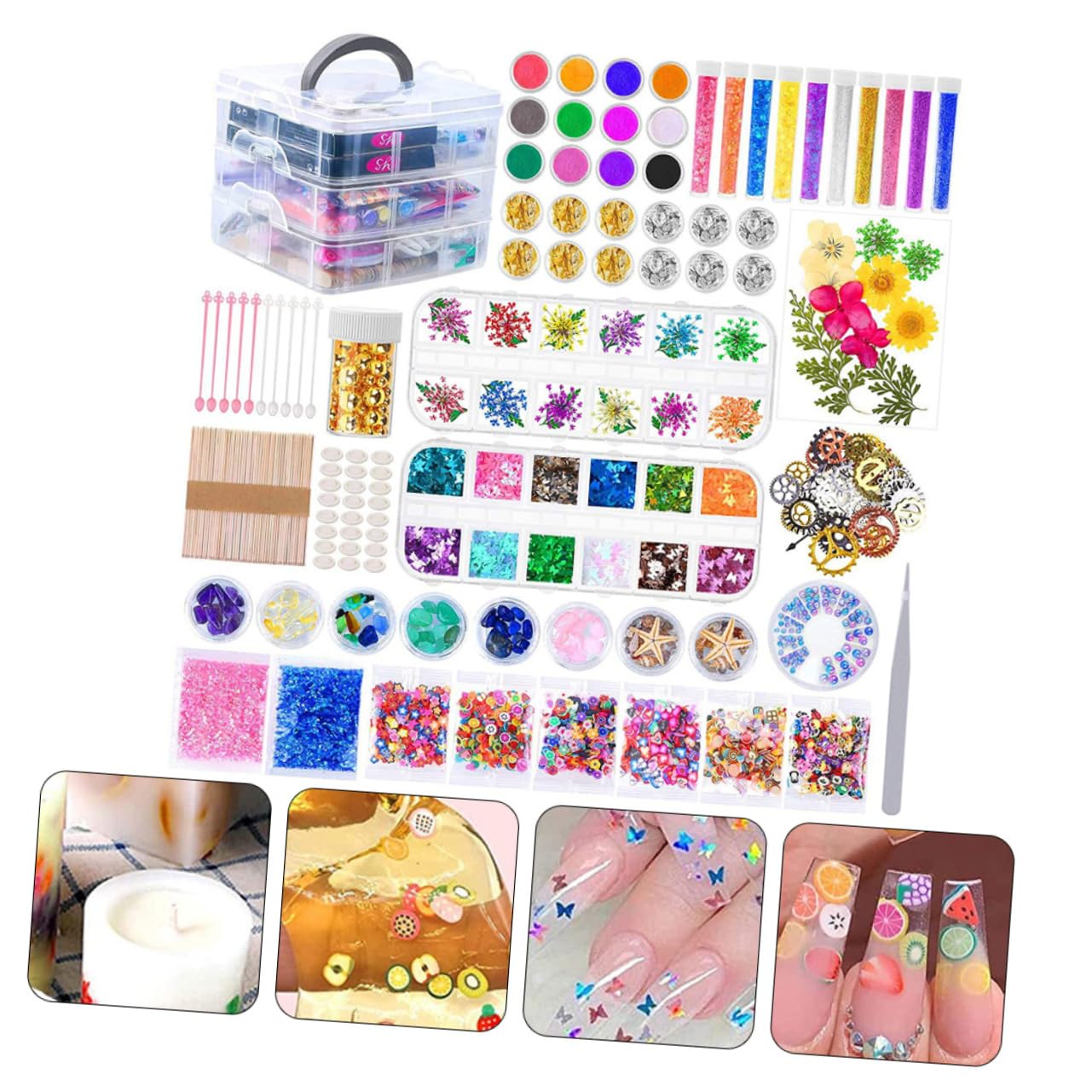 Tofficu Kit D’Ornements en Résine pour Débutant, Accessoires de Bricolage, Moules pour Marque-Pages, Décorations Créatives, Loisirs Manuels