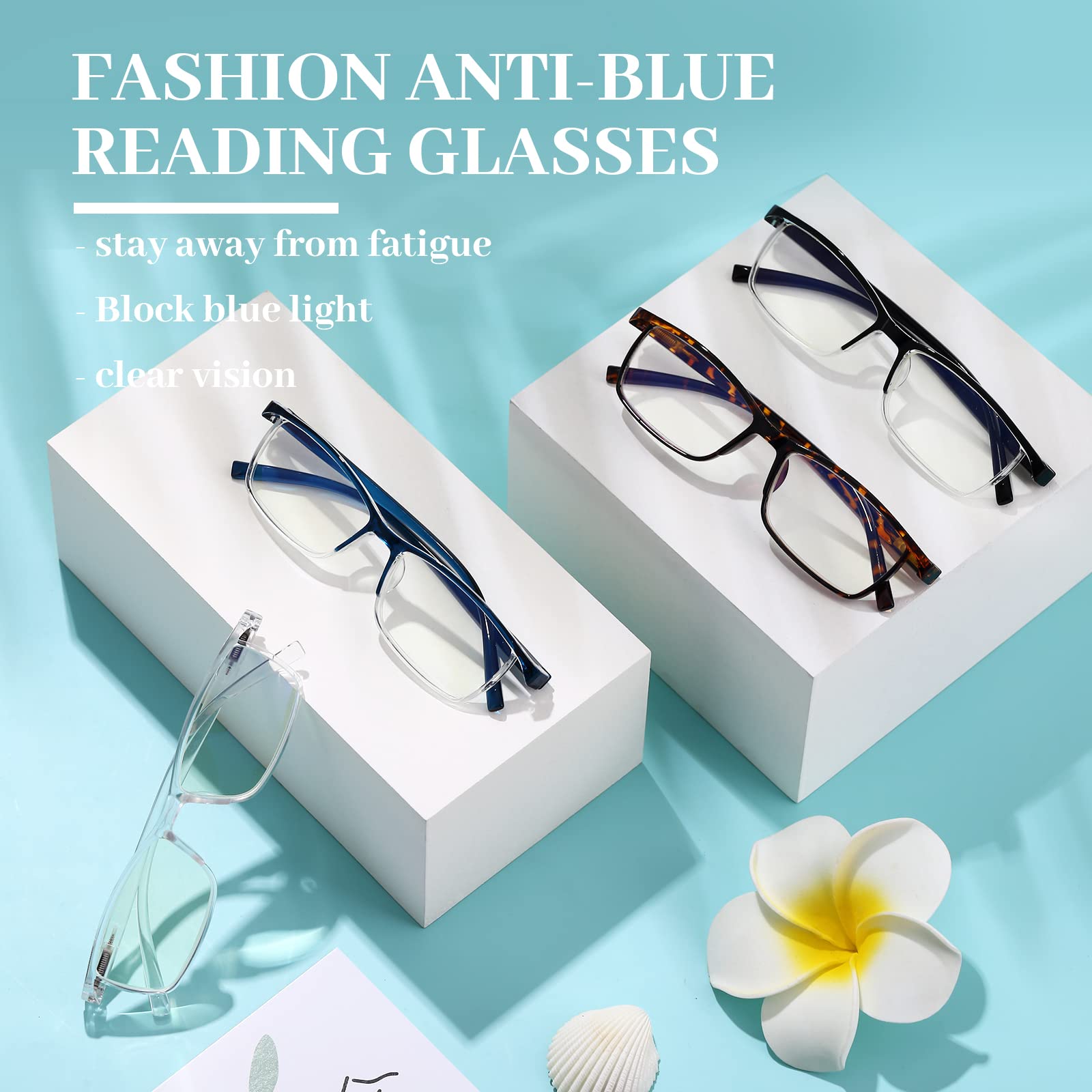 LUFF 4Pairs Occhiali da lettura anti-raggi blu Lettori ultraleggeri portatili