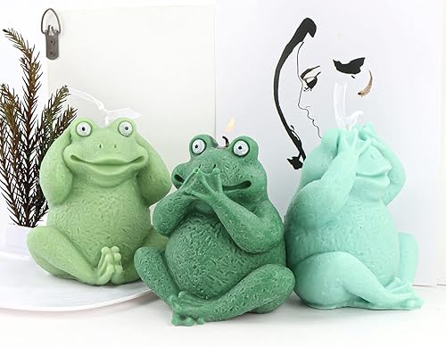 Miniatura 3 de 3 piezas de molde de vela de rana 3D DIY creativo resina de silicona de animales epoxi molde de arcilla de jabón para manualidades molde de pasta de