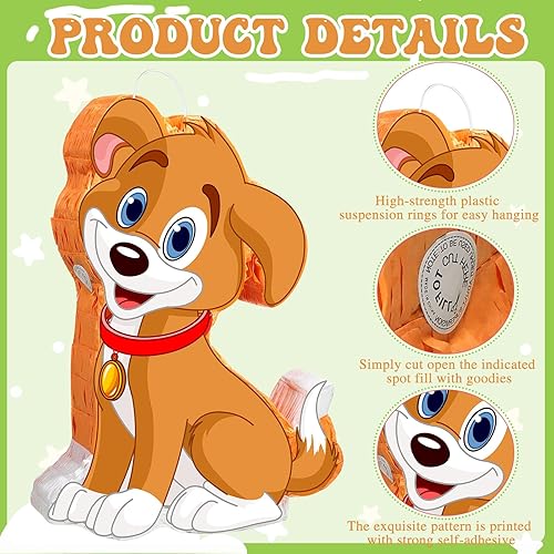 Vista 3 de Sotiff Piñata para perro, juego de piñatas para fiesta de cachorro, incluye piñata con estampado de patas, palo, máscara de murciélago, confeti