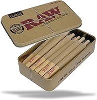 Vista 6 de RAW Clásico de combustión lenta: conos preenrollados 1 1/4 empaquetados dentro de un recipiente de lata de metal RAW con tubos de embalaje Paquete