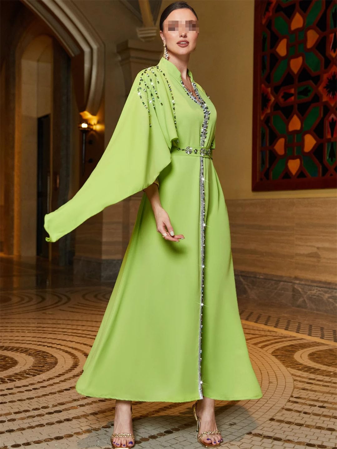 LNNSHX Muslimisches Kleid für Frauen, Abaya, Diamant-Robenkleid, arabische Frauen, Ramadan-Abayas