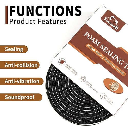 Miniatura 3 de Yotache Cinta de Sellado de Espuma Autoadhesiva de Celda Abierta de 12 pulgadas x 14 pulgadas, Burlete para Aislamiento de Puertas, Insonorizante,