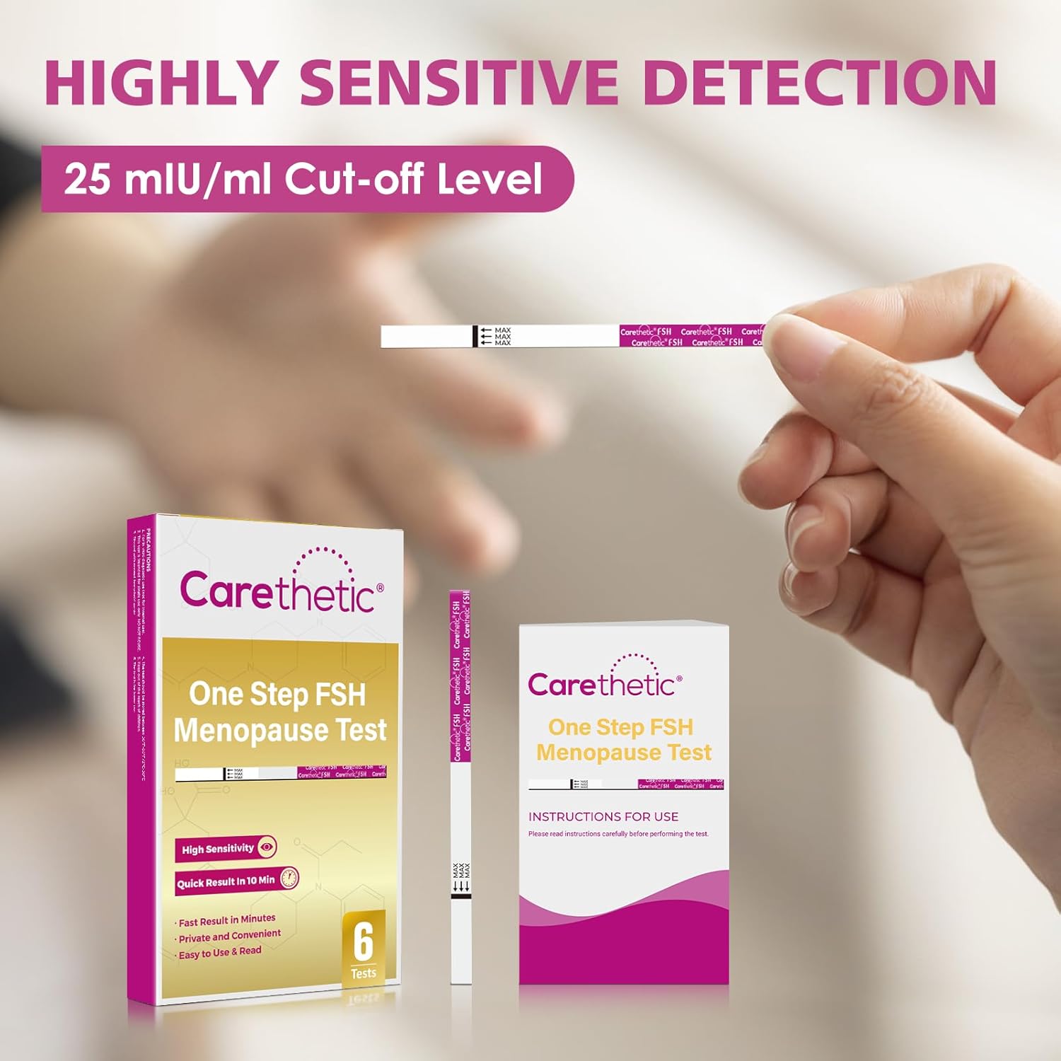 Carethetic FSH Test Strips - 6 Pack Easy Home Test Kit for Menopause - Detect Menopause and Monitor Hormone Levels - Image 3