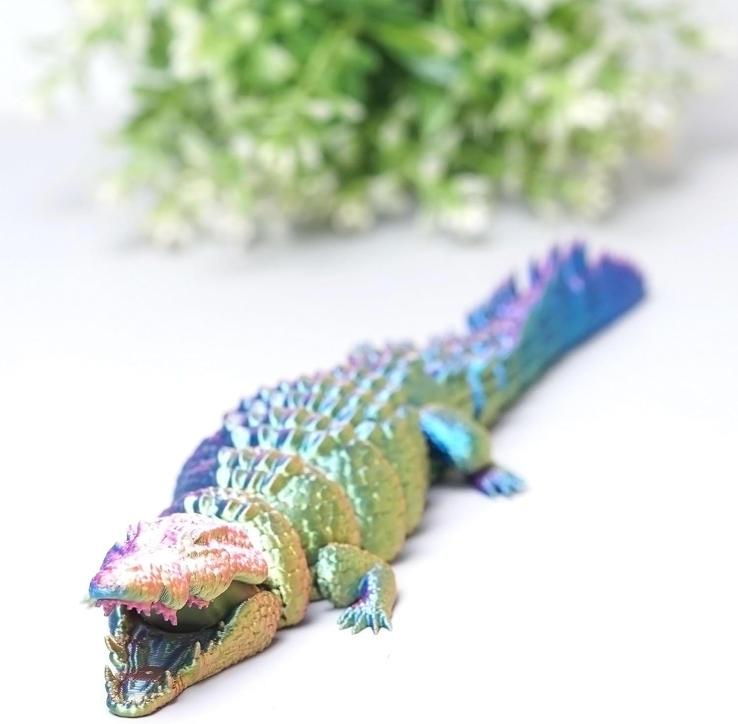 3D Printed Crocodile Model,Flexible Realistic Articulated Toys,Mystery Figurines Gifts for Easter,Executive Desk Funny Décor and Festival Collectible,Easter Basket Stuffers (RYB) image 3