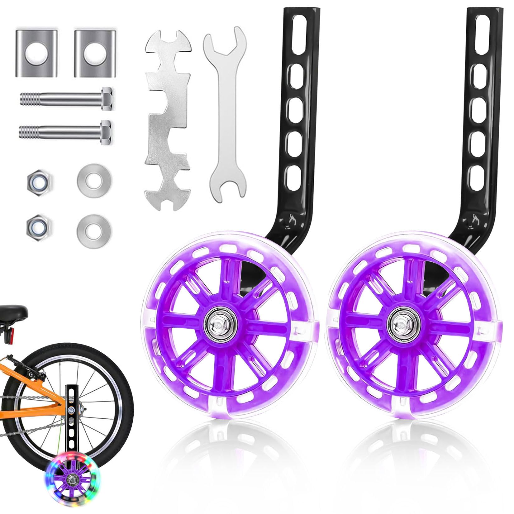 Herbst Ruedas de apoyo, Ruedas para bicicleta infantil, Ruedas de bicicleta intermitentes para niños, Ruedas de apoyo ajustables y seguras, Ruedas universales auxiliares para 12 14 16 18 20 pulgadas — view 10