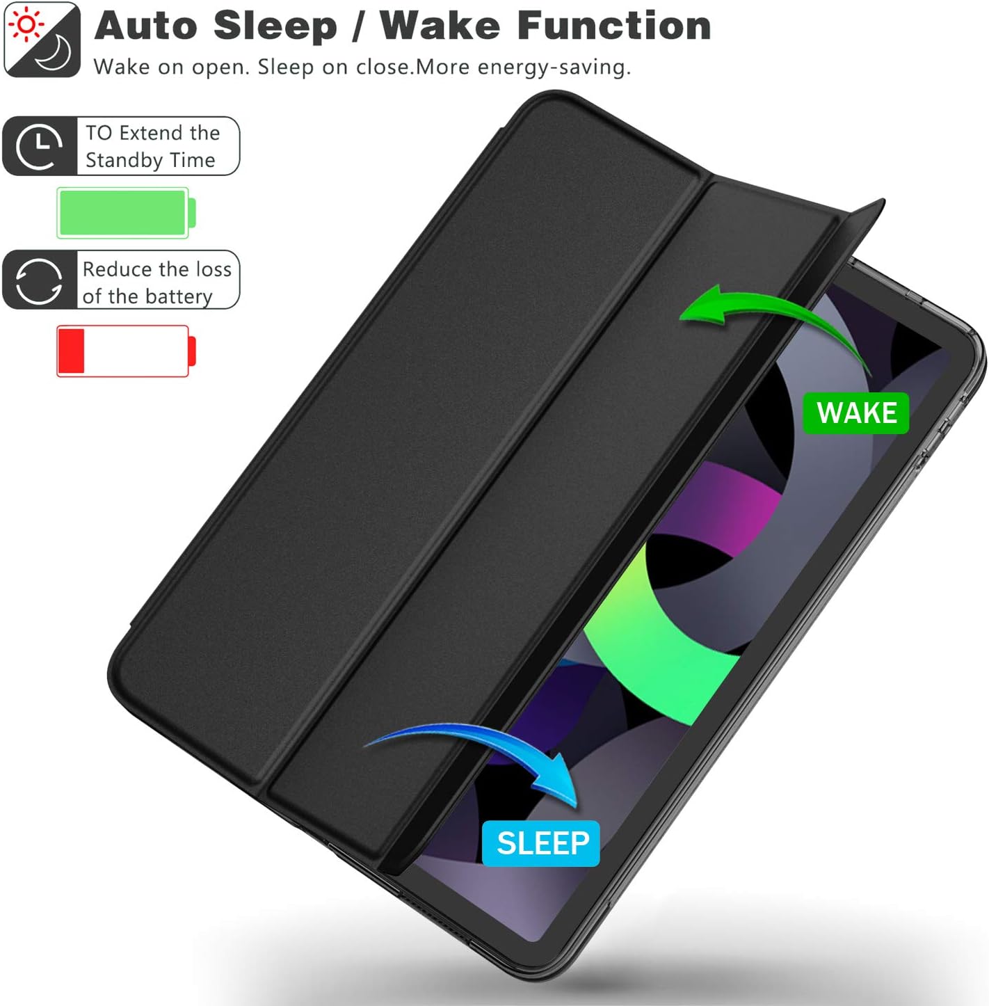 iMieet iPad Air 11 Inch Case M3 2025/M2 2024 - iPad Air 5th/4th Generation Case 2022/2020 10.9 Inch, Slim Hard PC Translucent Back Shell Cover, Support Touch ID(Black)