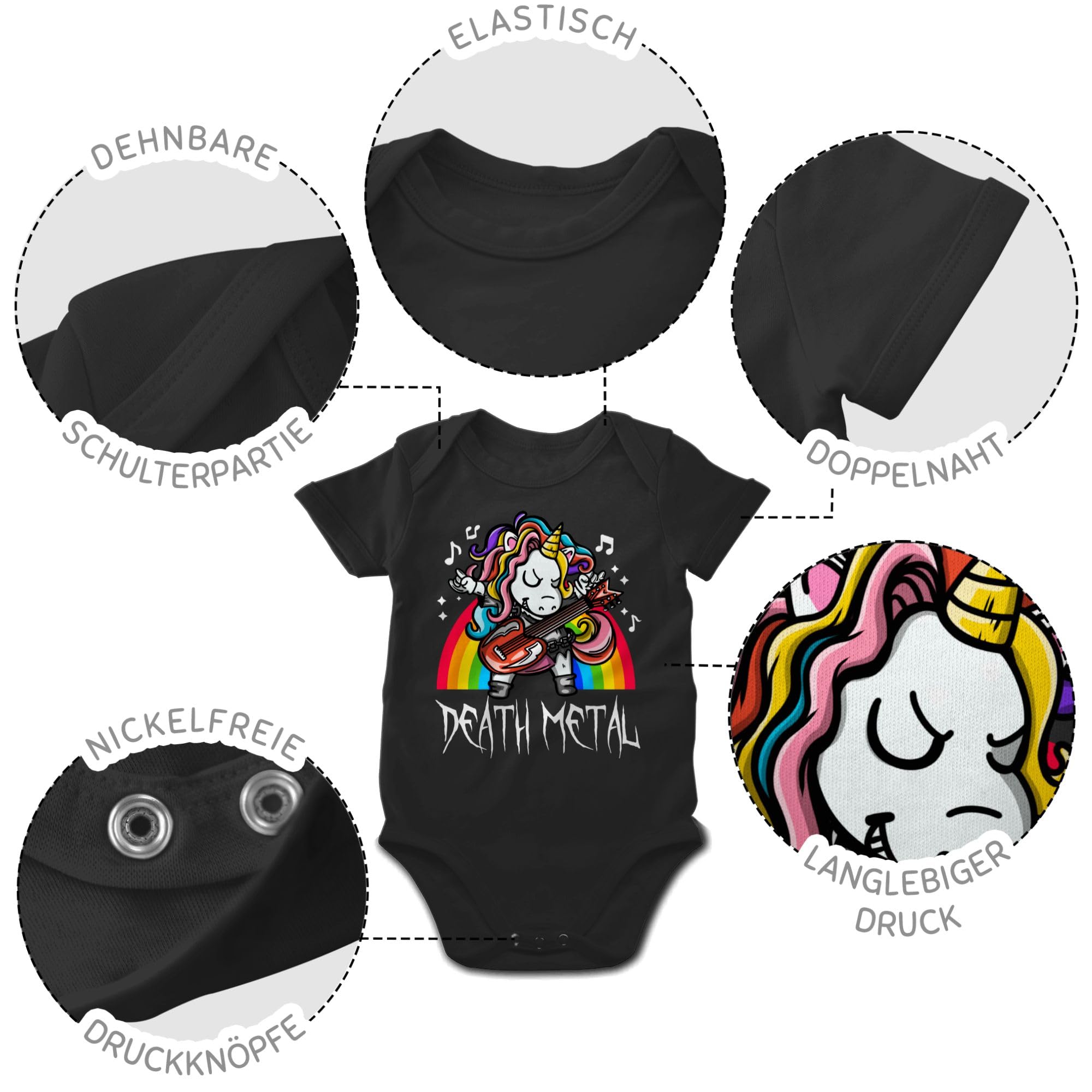Shirtracer - Baby Body Kurzarm - Rock & - Death Metal Einhorn