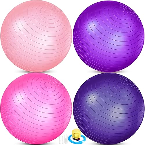 Leyndo 4 pelotas de ejercicio de yoga de 26 pulgadas, para pilates, embarazo, parto, fitness, con bomba rápida, antiestallido, para mejorar la