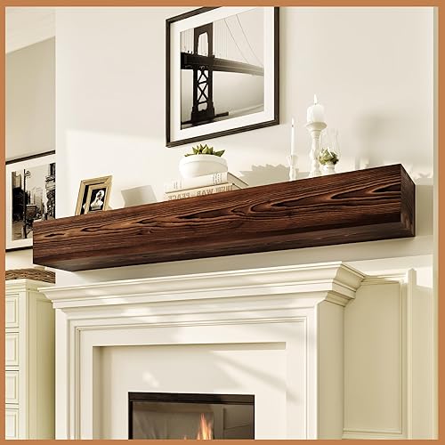 Avana Rusticfireplace Mantel - Manteles montados para chimenea - Estante de chimenea de granja de 60 pulgadas - Repisas de chimenea de madera hechos